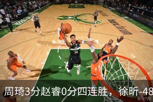 周琦3分赵睿0分四连胜，徐昕-48全队最低，张文杰陈国豪9中0